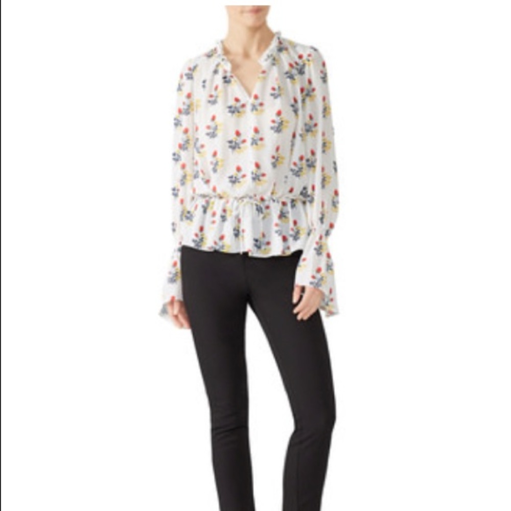 Derek Lam Collective Tie Waist Long Sleeve Blouse